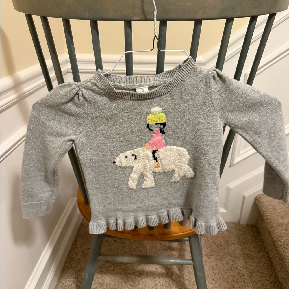 GAP Gray Sweater with Polar Bear and Child Design